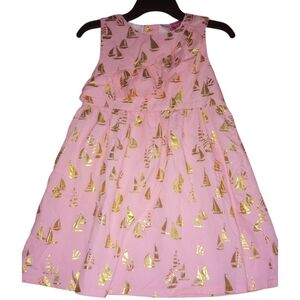 Penelope Dress with Gold Sailboat Print